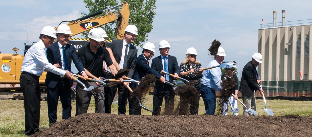 Bernd Stenger, Neil Thiesing, and HEPN Head of Operations Markus Stopfkuchen led the groundbreaking ceremony of the Dayton facility expansion, joined by Montgomery County Commissioner Debbie Lieberman and Vandalia mayor Arlene Setzer, and several HEPN employees.