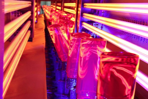 Infrared systems for decorational coating of fragrance bottles