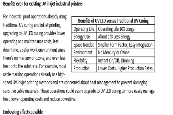 Benefits of UV LED versus Traditional UV Curing