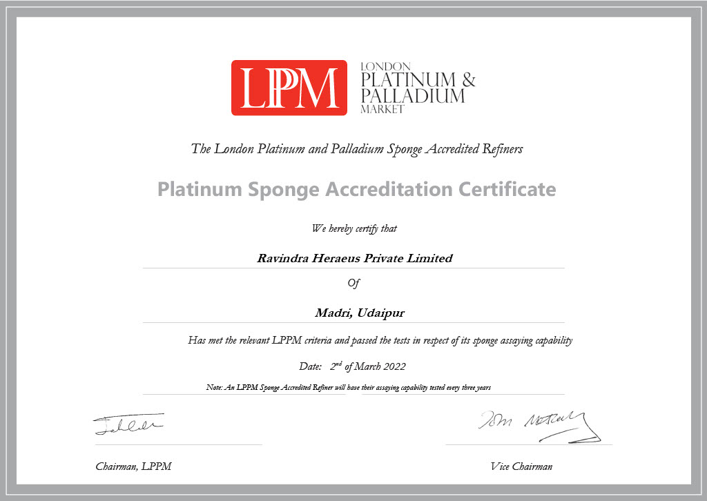 LLPM Palladium Certificate